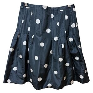 Akris Punto Black Polka Dot Pleated Midi Skirt. High-End Boutique Designer. Sz 6